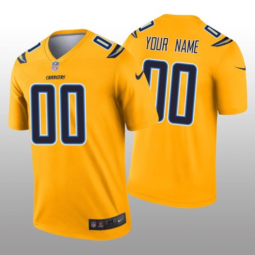 Men's Los Angeles Chargers Custom Gold Inverted Legend Jersey on sale