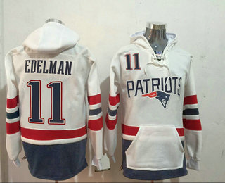 Men's New England Patriots #11 Julian Edelman 2016 White Stitched NFL Hoodie on sale,for Cheap 