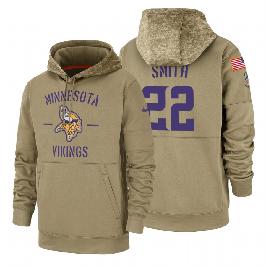 Minnesota Vikings #22 Harrison Smith Nike Tan 2019 Salute To Service Name & Number Sideline 