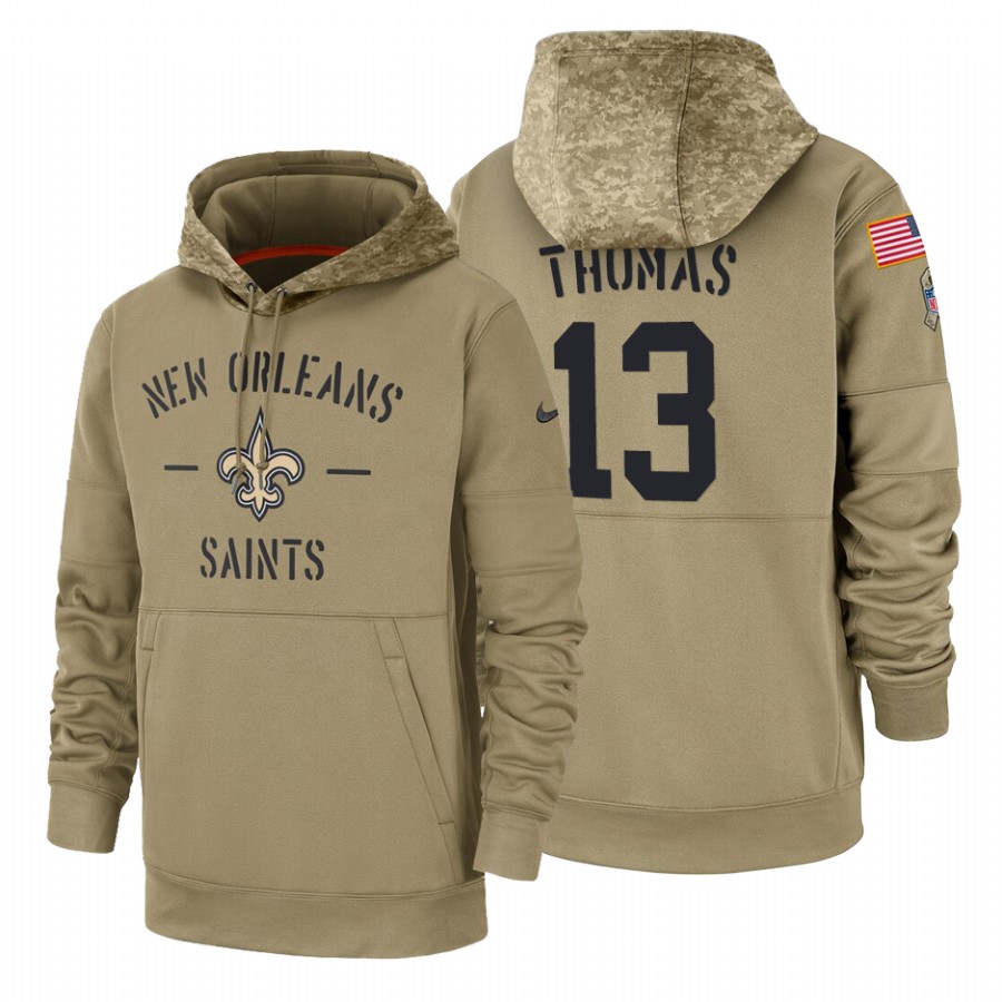 men's new orleans saints nike olive salute to service sideline therma performance pullover hoodie