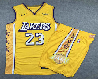 Design James #23 The City Of Angels Basketball Jersey Black Yellow Stitched