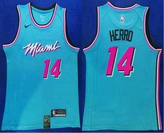 Men s Miami Heat 14 Tyler Herro Light Blue 2019 Nike 