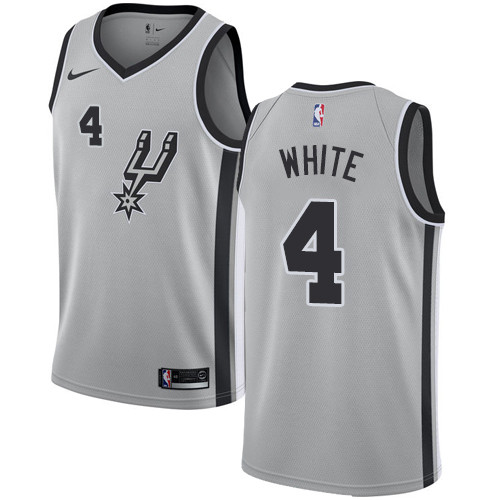 Men's Nike San Antonio Spurs #4 Derrick White Silver ...
