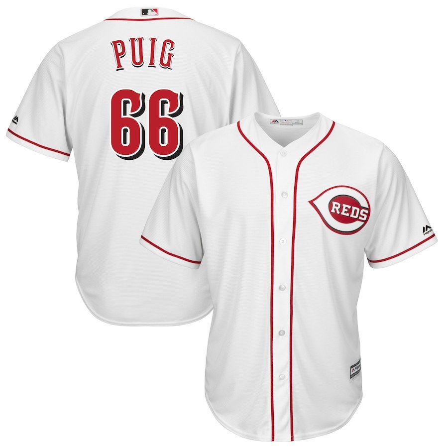Men's Cincinnati Reds 66 Yasiel Puig Scarlet Cool Base Player Jersey