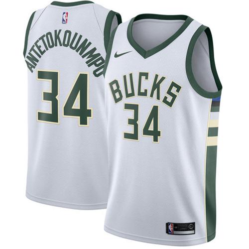 Youth Milwaukee Bucks 34 Giannis Antetokounmpo White NBA Swingman
