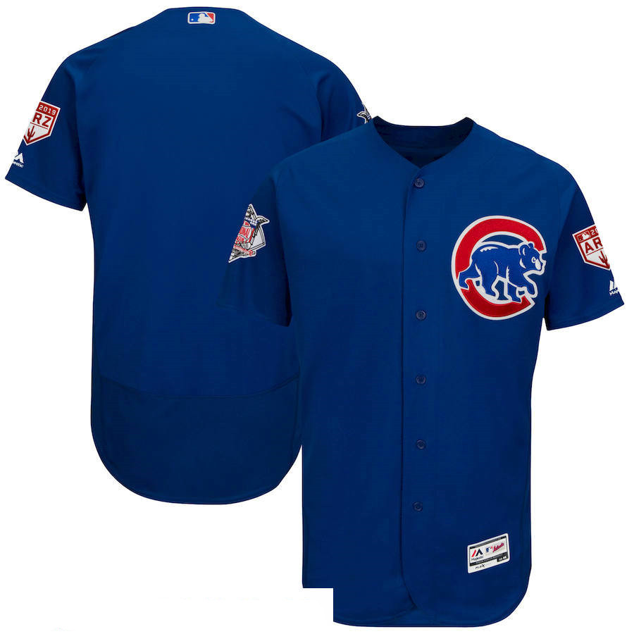 Men's Chicago Cubs 9 Javier Baez Royal 2019 Spring Training Cool Base