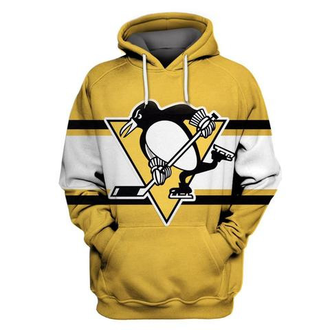 Men's Pittsburgh Penguins Gold All Stitched Hooded Sweatshirt on sale