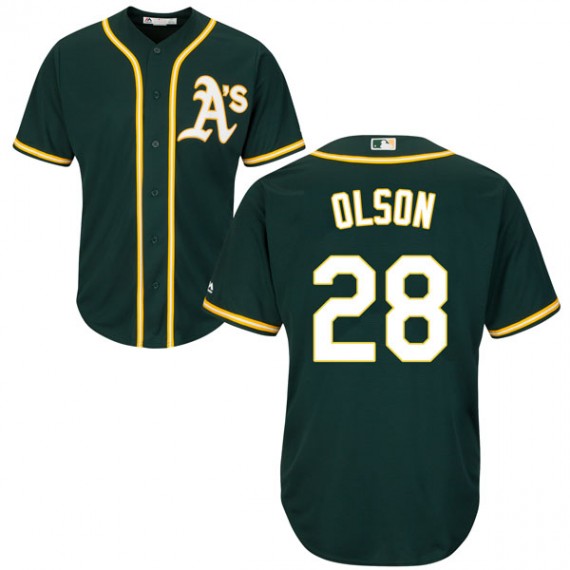 Men's Oakland Athletics #28 Matt Olson Green Cool Base ...