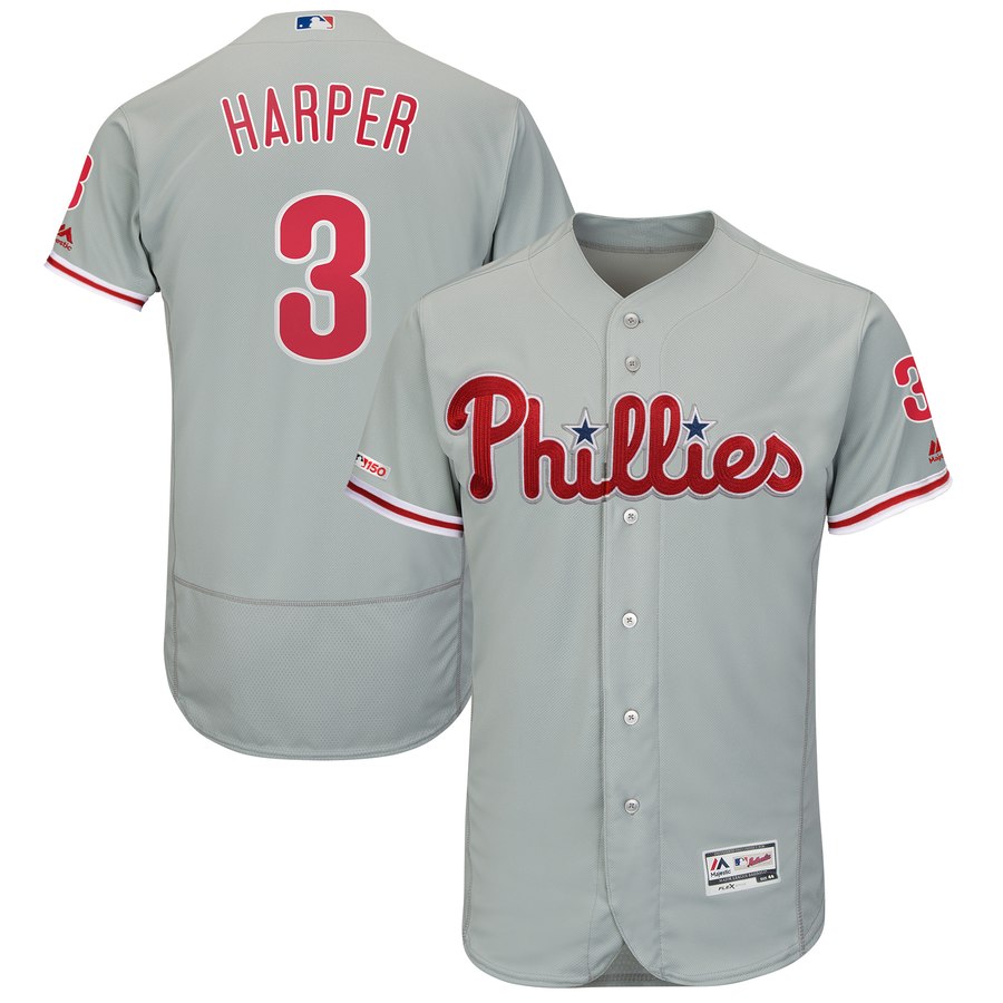 Men's Philadelphia Phillies 3 Bryce Harper Gray 150th ...