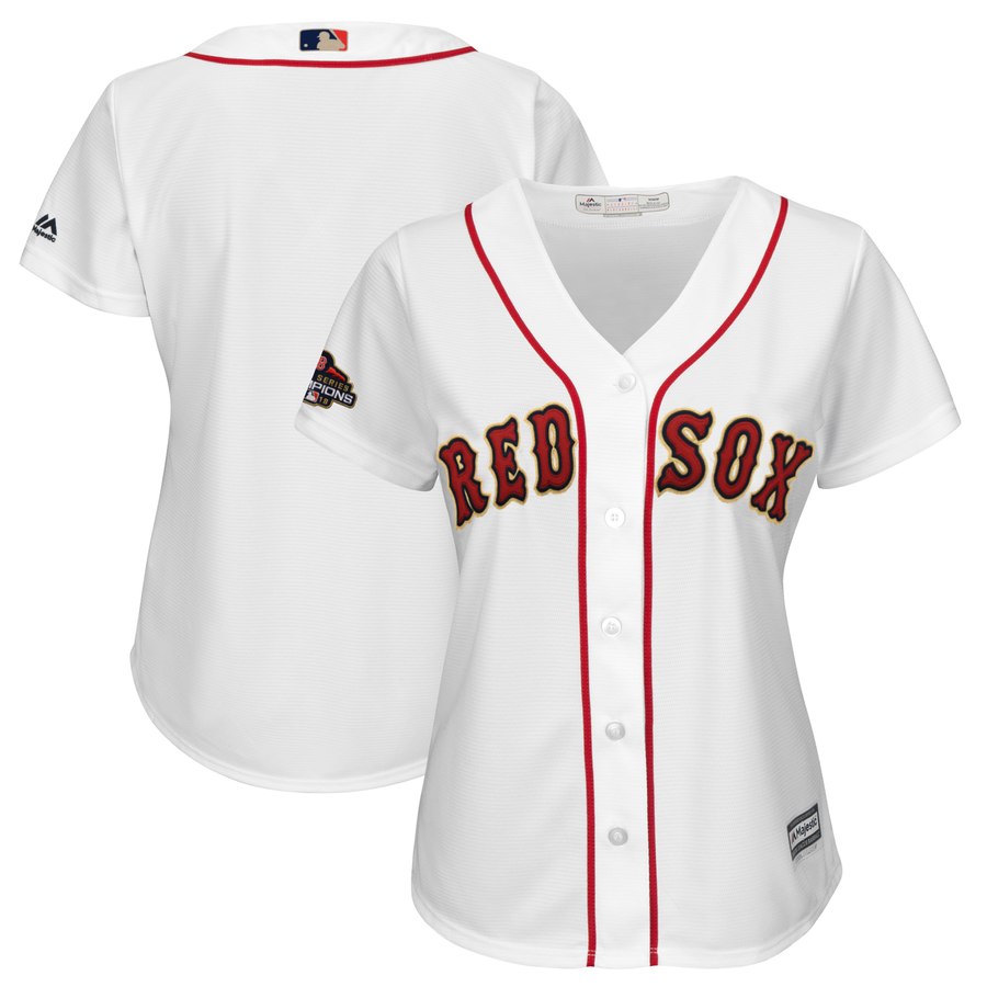 Boston Red Sox Blank White Women 2019 Gold Program Cool Base Jersey on