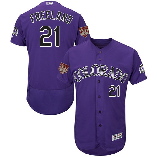 Men's Colorado Rockies #21 Kyle Freeland Purple 2019 Spring Training