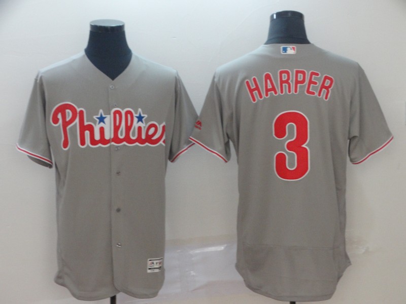 Men's Philadelphia Phillies 3 Bryce Harper Gray Flexbase ...