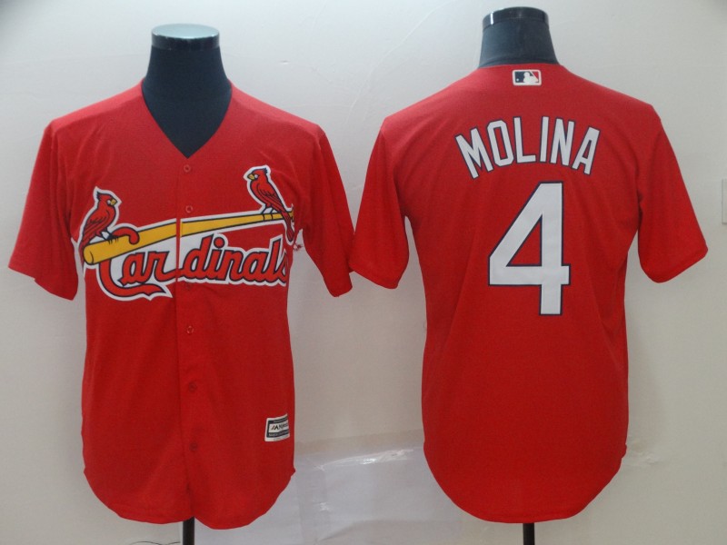 Men's St. Louis Cardinals 4 Yadier Molina Red Cool Base ...