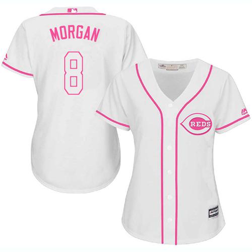 Reds 14 Pete Rose White Pink Fashion Women's Stitched Baseball Jersey