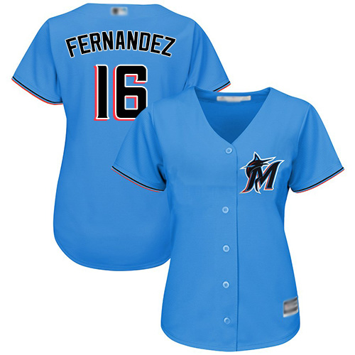 Marlins #16 Jose Fernandez Blue Alternate Women's Stitched Baseball ...