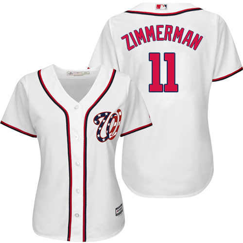 Nationals #11 Ryan Zimmerman White Home Women's Stitched Baseball