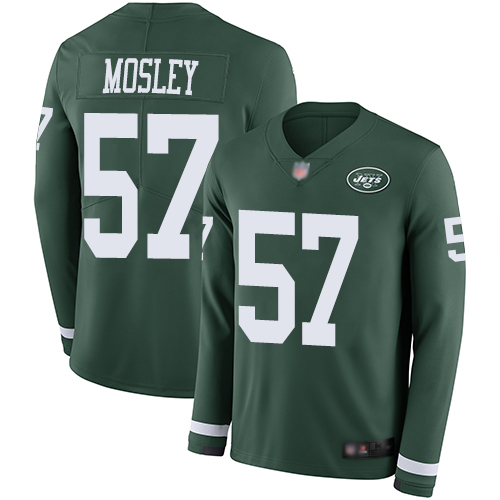Jets #57 C.J. Mosley Green Team Color Men's Stitched Football Limited Therma Long Sleeve Jersey 
