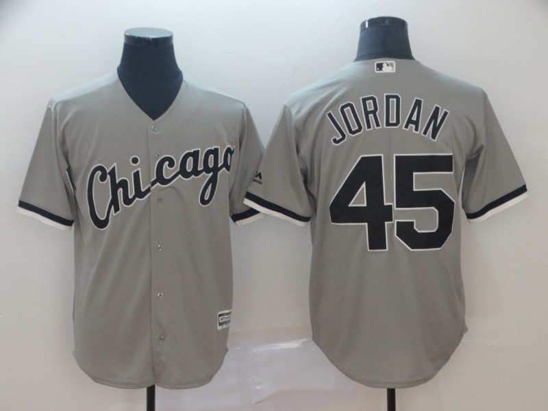 Men's Chicago White Sox 45 Michael Jordan Black Cool Base Jersey on