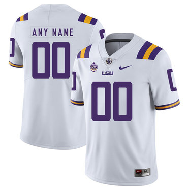 LSU Tigers White Men's Customized Nike College Football Jersey on sale