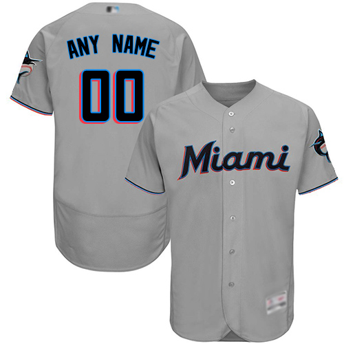 Youth Customized Authentic Jersey Grey Baseball Road Miami Marlins Cool