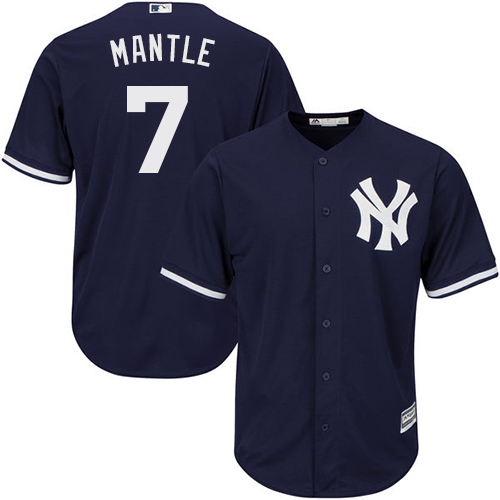Yankees 7 Mickey Mantle Navy blue Cool Base Stitched Youth Baseball