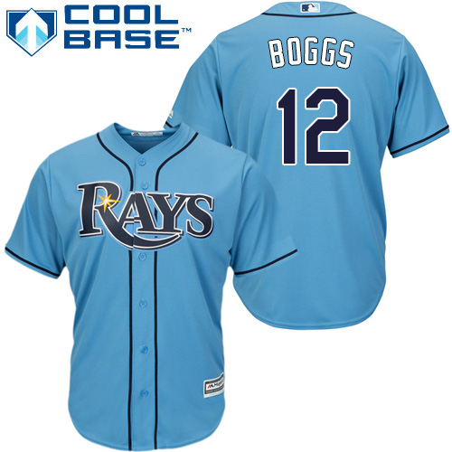 Rays #12 Wade Boggs Light Blue Cool Base Stitched Youth Baseball