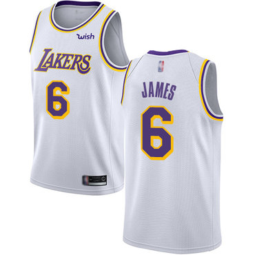 Youth Lakers #6 LeBron James White Basketball Swingman Association ...