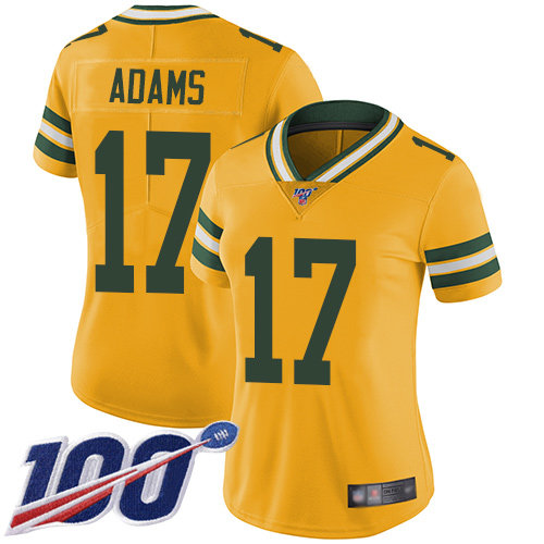 Nike Packers 17 Davante Adams Yellow Women's Stitched NFL Limited Rush