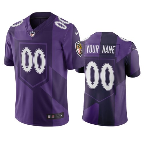Men's Baltimore Ravens Custom Nike White Team Logo Vapor Limited NFL