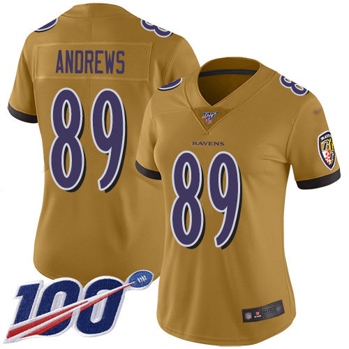 Nike Ravens 9 Justin Tucker Gold Women's Stitched NFL Limited Inverted