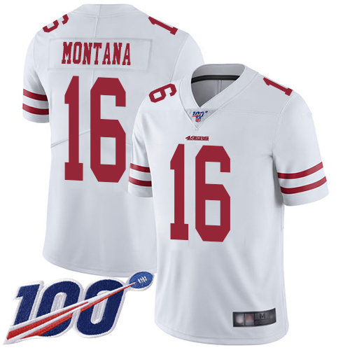 Nike 49ers #16 Joe Montana White Rush Men's Stitched NFL Limited 100th ...