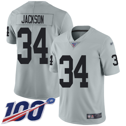 Nike Raiders 34 Bo Jackson Silver Men's Stitched NFL Limited Inverted