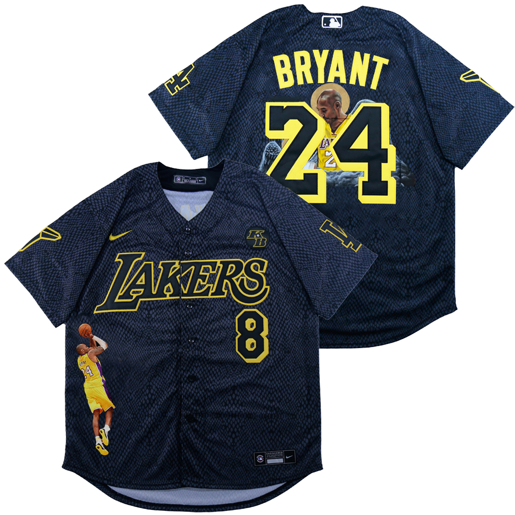 Men's Los Angeles Dodgers 8 24 Kobe Bryant Black With Lakers Cool