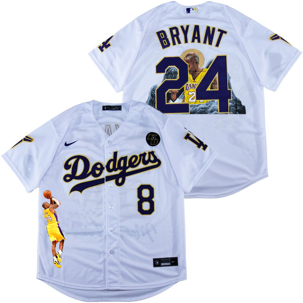 Men's Los Angeles Dodgers 8 24 Kobe Bryant Black Silver Mamba