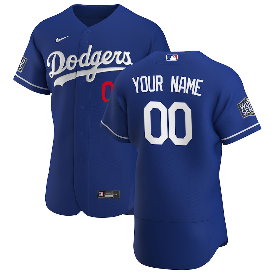 Los Angeles Dodgers Custom Men's Nike White Home 2020 World Series