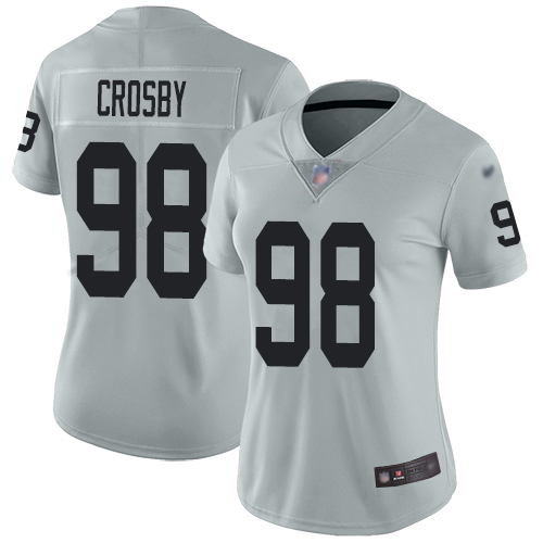 Oakland Raiders #98 Maxx Crosby Women's Silver Limited Inverted Legend ...