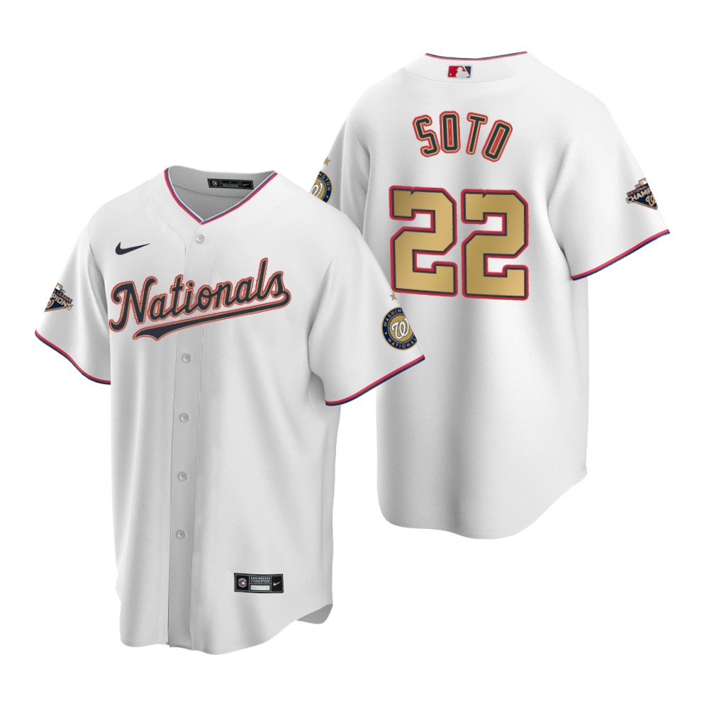 Youth Washington Nationals #22 Juan Soto White Gold 2019 World Series  Champions Stitched MLB Cool Base Nike Jersey on sale,for Cheap,wholesale  from China