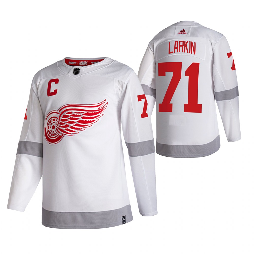 Detroit Red Wings 71 Dylan Larkin White Men's Adidas 202021 Reverse