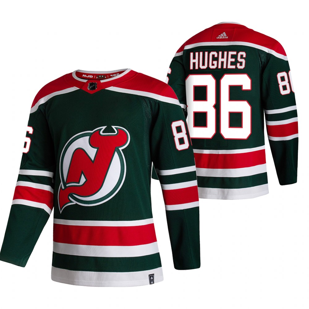 Men's New Jersey Devils Jack Hughes adidas Green 2020/21 Reverse Retro  Authentic Player Jersey