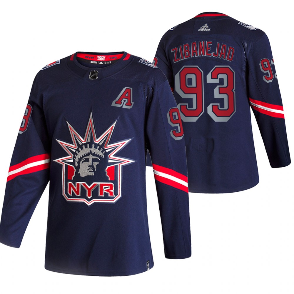 New York Rangers 93 Mika Zibanejad Navy Men's Adidas 202021 Reverse