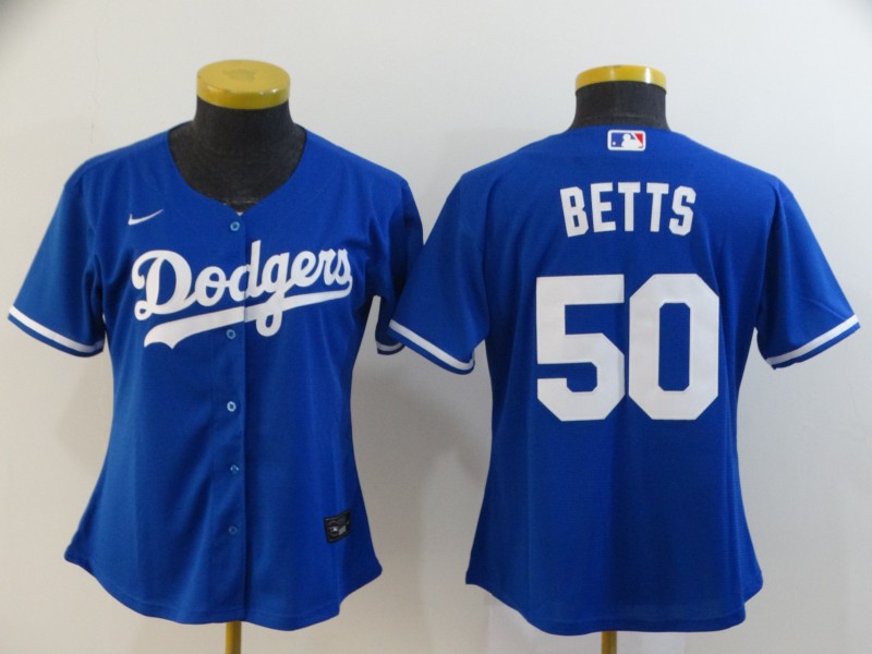 Women's Los Angeles Dodgers 50 Mookie Betts Blue Stitched MLB Cool