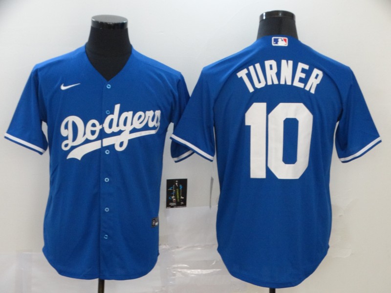 Men's Los Angeles Dodgers 10 Justin Turner Blue Stitched MLB Cool Base