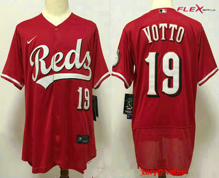 Men's Cincinnati Reds #19 Joey Votto Red Stitched MLB Flex Base Nike Jersey