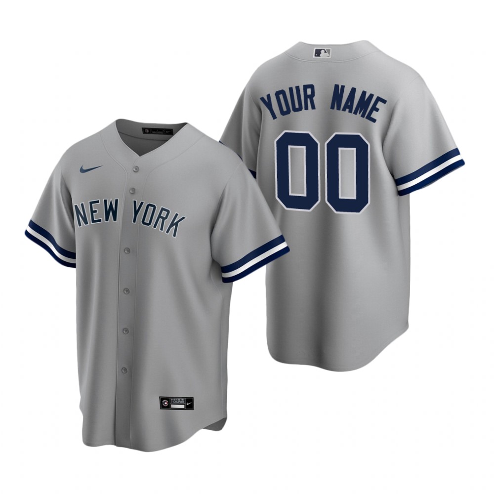Men's New York Yankees Custom Nike Gray Stitched MLB Cool Base Road