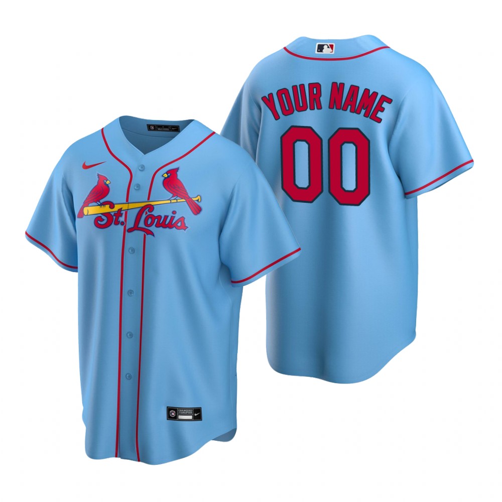 Men's St. Louis Cardinals Custom Nike Light Blue Stitched MLB Cool Base ...