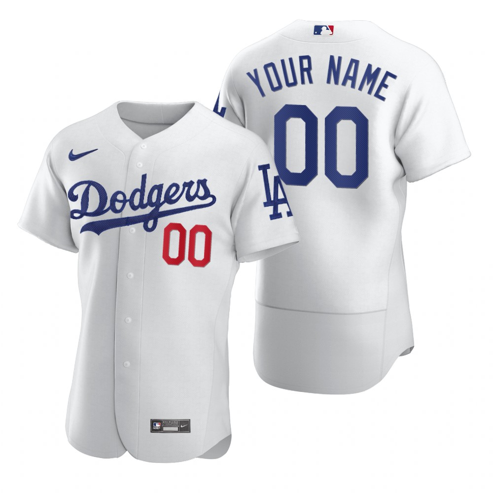 Men's Los Angeles Dodgers Custom Nike White 2020 Stitched MLB Flex Base