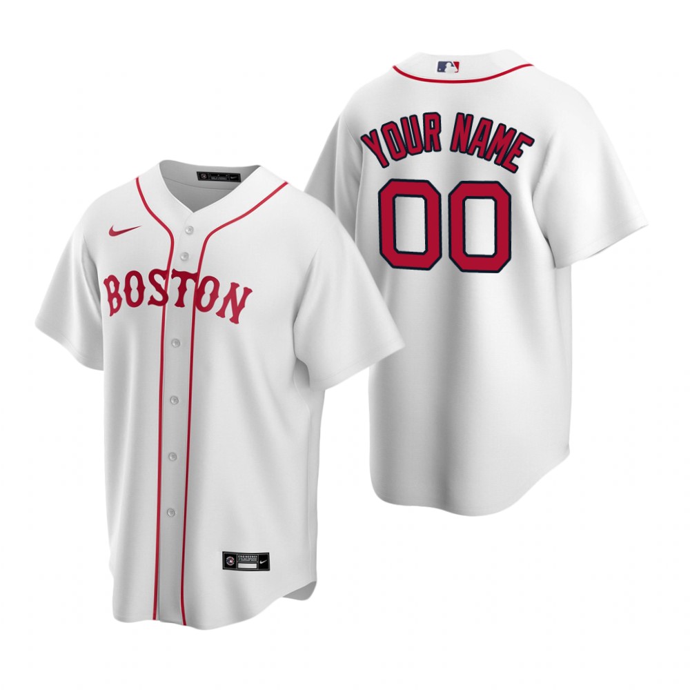 Men's Boston Red Sox Custom Nike White 2020 Stitched MLB Flex Base 