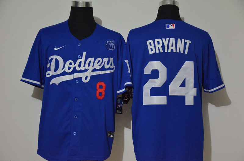 Men's Los Angeles Dodgers #24 Kobe Bryant Blue KB Patch Stitched MLB Cool  Base Nike Jersey With front Number 8 on sale,for Cheap,wholesale from China