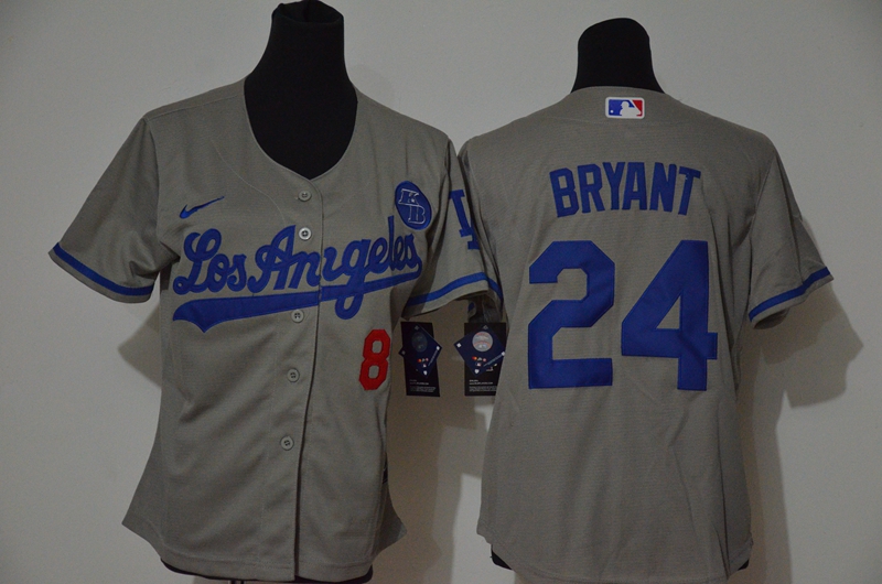 Youth Los Angeles Dodgers 24 Kobe Bryant White Purple Name KB Patch