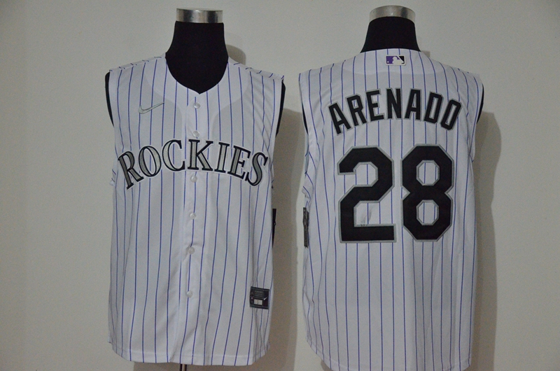 Men's Colorado Rockies #28 Nolan Arenado White 2020 Cool and